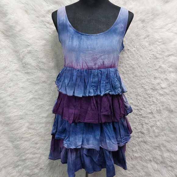 Minumum Women’s Sleeveless Tiered Tie-Dye Dress Size 38 - Picture 1 of 7